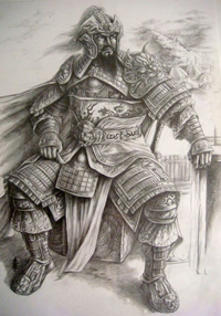 三国人物张辽纹身手稿