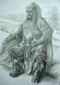 三国人物文丑纹身手稿