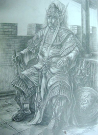 三国人物姜维纹身手稿