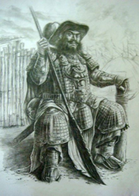 三国人物周仓纹身手稿