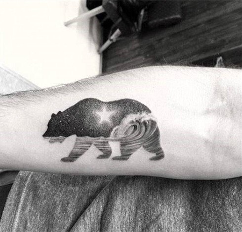 创意纹身图片  别致而又时尚的双重曝光纹身图案