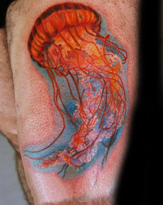 水母纹身图案  裙带飘飘的水母纹身图案