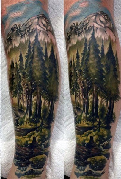 纹身树枝   清新秀丽的水彩树枝纹身图案