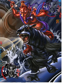 古典神兽夔牛纹身手稿