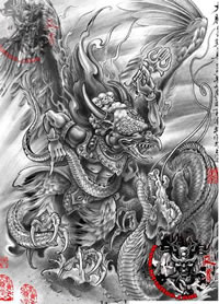 超霸气的大鹏金翅鸟纹身手稿