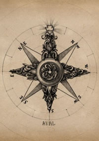 一款经典的指南针纹身手稿