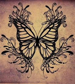 一款漂亮的图腾蝴蝶纹身手稿