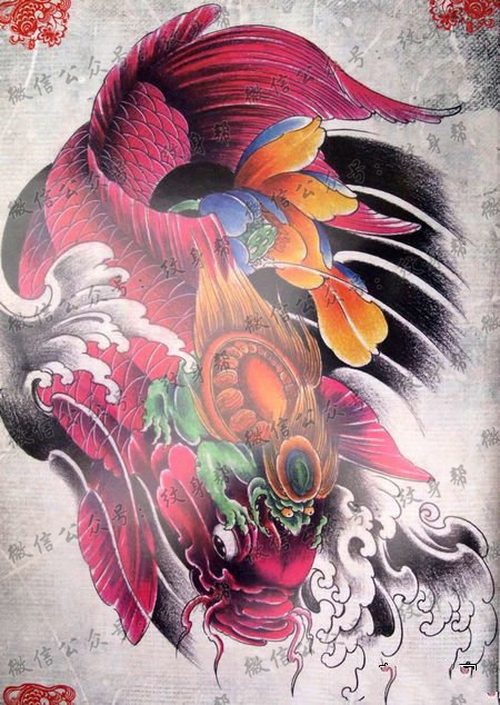 经典好看的鲤鱼纹身图案