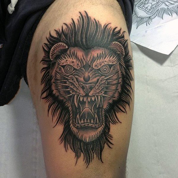 狮子头纹身图片   威猛慑人的狮子纹身图案