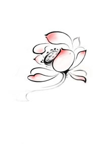 时尚精美的水墨莲花纹身手稿