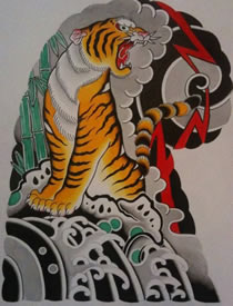 一款经典的老传统老虎纹身手稿