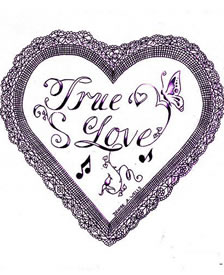 一款唯美时尚的蕾丝爱心纹身手稿