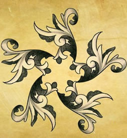 一款漂亮时尚的藤蔓五角星纹身图案