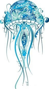一款潮流时尚的水母纹身图案