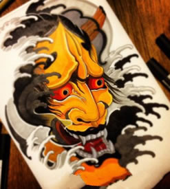 一款帅气超酷的般若纹身手稿