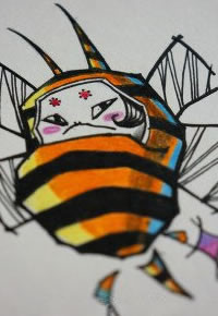 潮流时尚的小蜜蜂纹身手稿