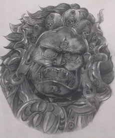 霸气超酷的大黑天菩萨纹身手稿