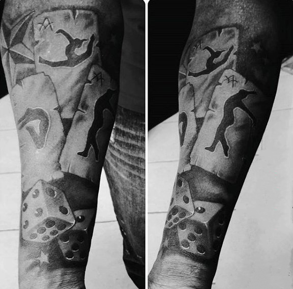 骰子纹身图案   多款色调暗沉的骰子纹身图案