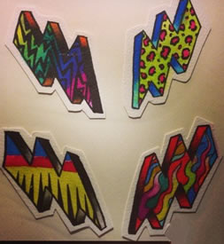 一组潮流精美的彩色闪电纹身图案