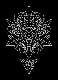 一款潮流精美的玫瑰花纹身手稿
