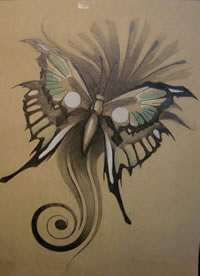 一款潮流唯美的蝴蝶纹身手稿