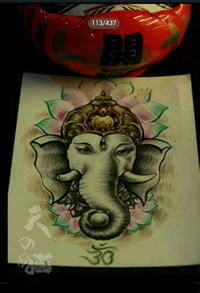 一款潮流唯美的象神纹身手稿