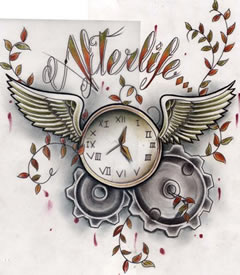 一款精美潮流的怀表纹身手稿