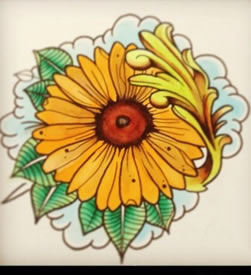 一组小巧潮流的小太阳花纹身图案