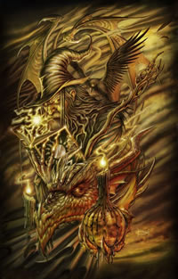 一款很酷经典的欧美法师纹身手稿