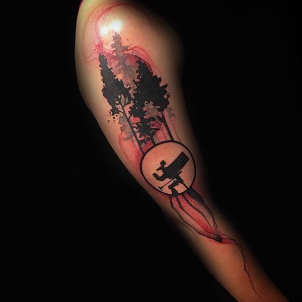 树枝纹身  生意盎然的水彩树枝纹身图案