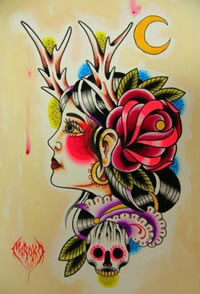 漂亮的school美女纹身手稿