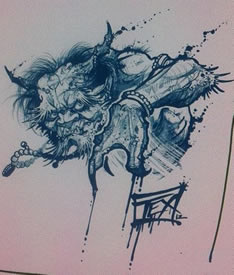 一款经典很帅的宗教鬼怪纹身手稿