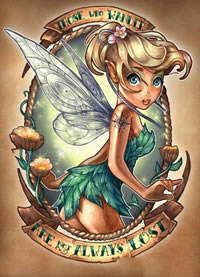 一款潮流可爱的小精灵纹身图案