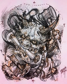 一款霸气超酷的满背雷神纹身图案