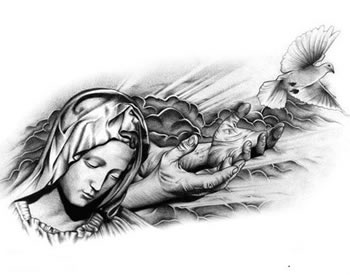 一款时尚经典的圣母纹身手稿