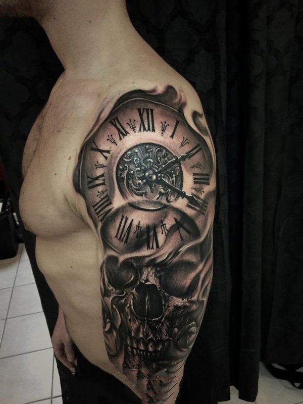 时钟纹身   记录时间的时钟纹身图案
