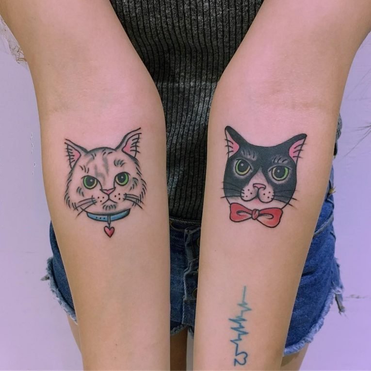 小猫咪纹身  创意而又可爱的小猫咪纹身图案