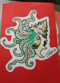 时尚潮流的一款章鱼纹身手稿