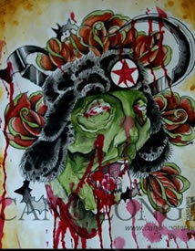 一款另类很酷的僵尸纹身手稿