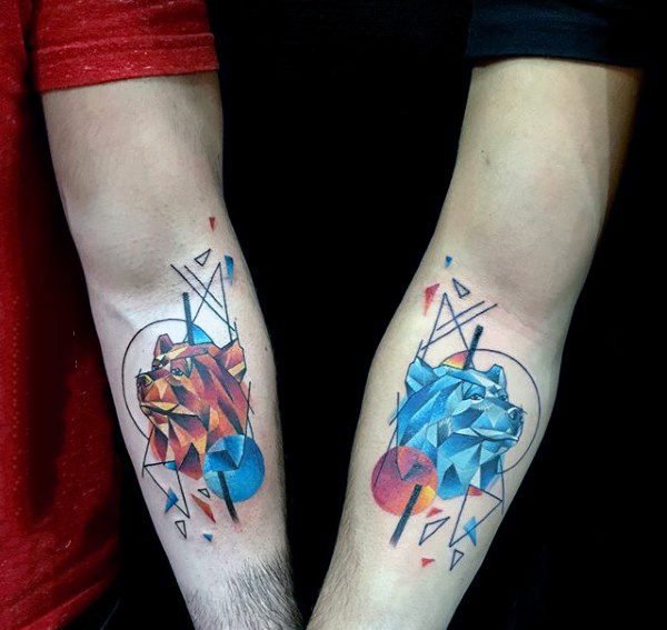 熊纹身   多款时尚的几何熊纹身图案