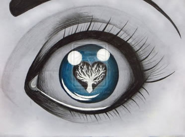 潮流时尚的一款眼睛纹身手稿