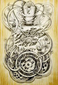 超酷很帅的满背机械纹身手稿