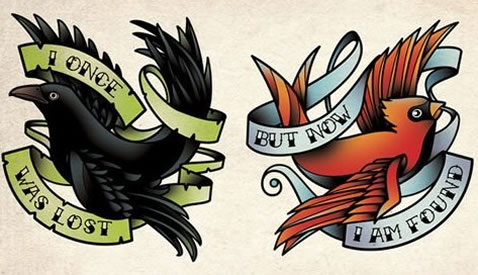 潮流经典的一组乌鸦纹身手稿