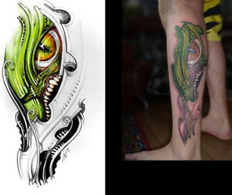 另类很酷的欧美眼睛纹身手稿