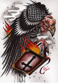 时尚很酷的一款秃鹫纹身手稿