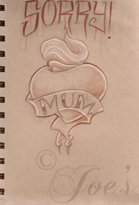 小巧时尚的一款爱心纹身手稿