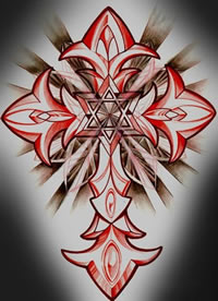 潮流精美的一款十字架纹身手稿