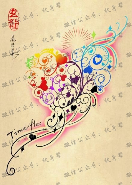 一款唯美时尚的图腾藤蔓纹身图案