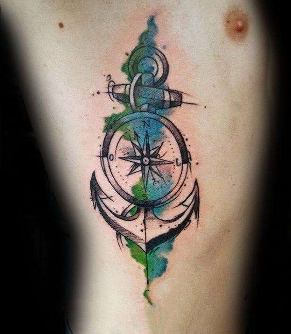 纹身指南针  方向明确的指南针纹身图案