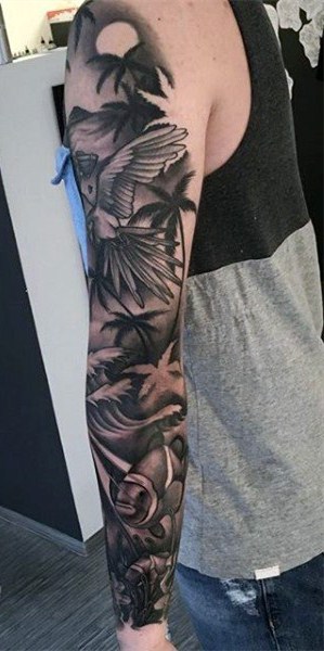 棕榈树纹身图案   清秀挺拔的棕榈树纹身图案